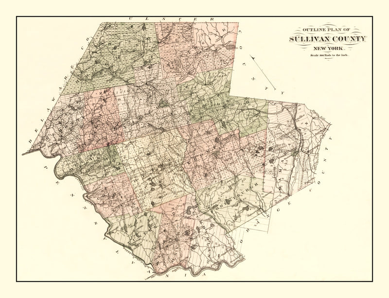 Size comparison using Vintage Map of Sullivan County, New York 1875