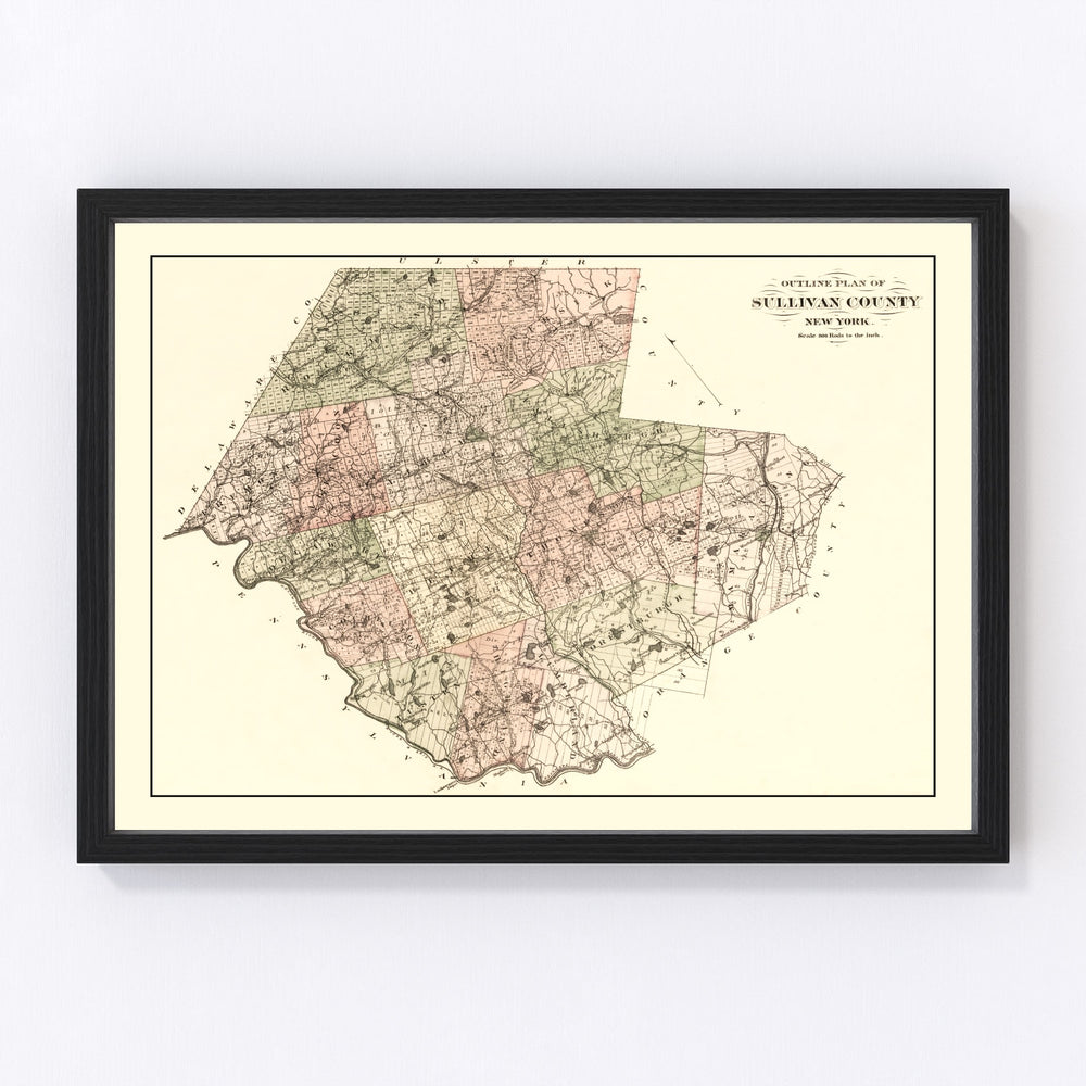 Sullivan County Vintage Map 1875