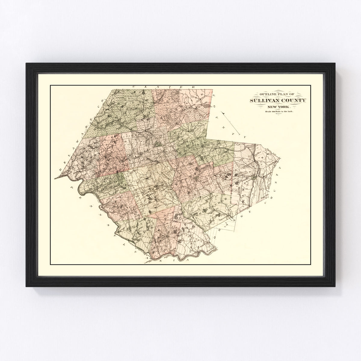 Sullivan County Vintage Map 1875