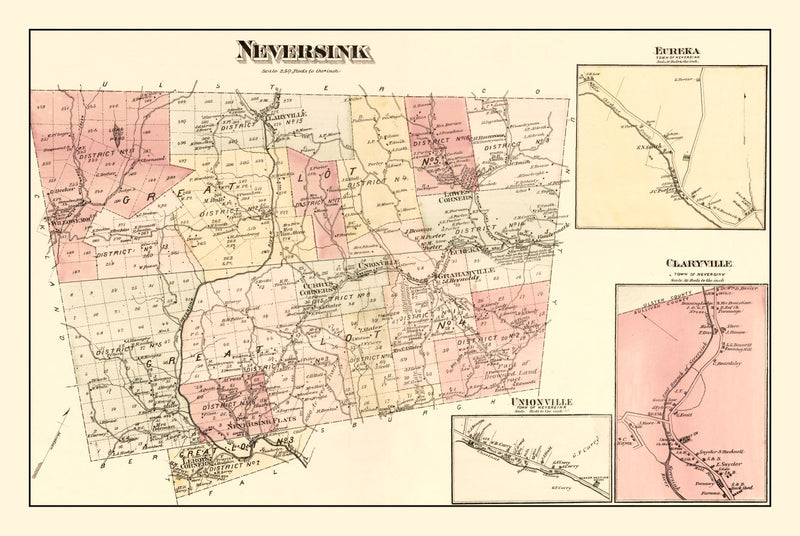 Size comparison using Vintage Map of Neversink Township, Sullivan County, New York 1875