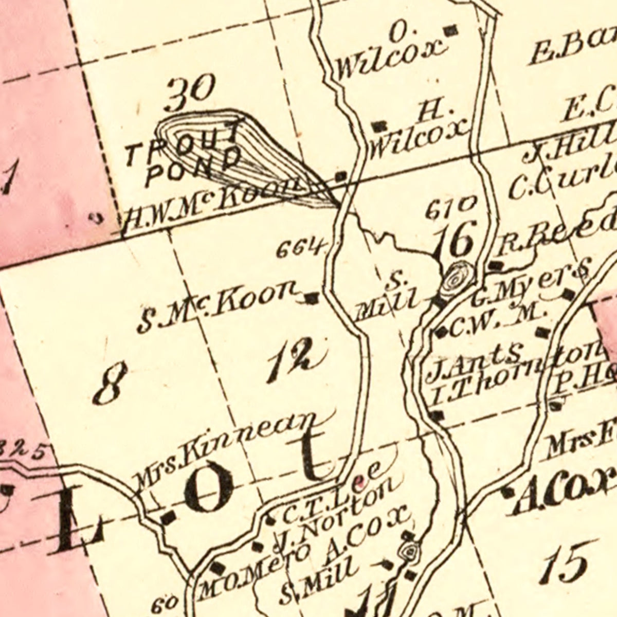 Restored historic details from the 1875 township map of Sullivan County, New York