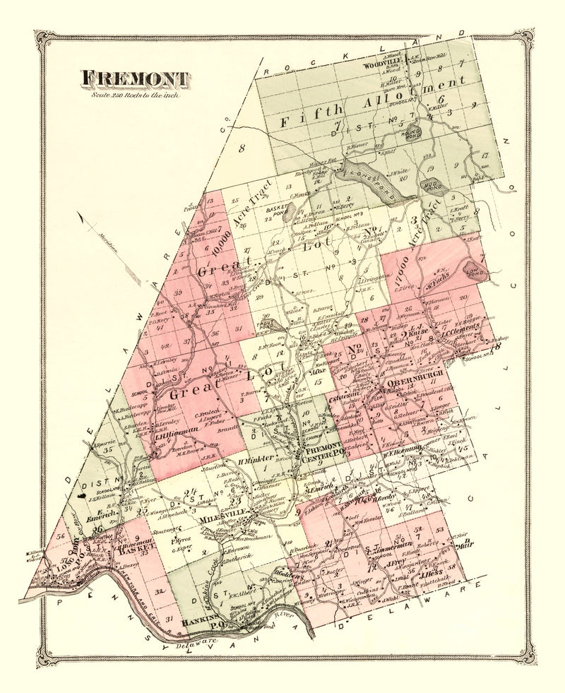 Size comparison using Vintage Map of Fremont Township, Sullivan County, New York 1875