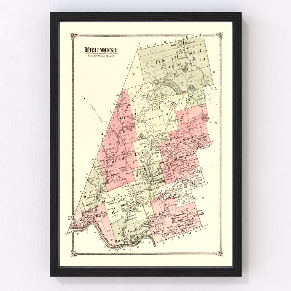 Fremont Township Vintage Map 1875
