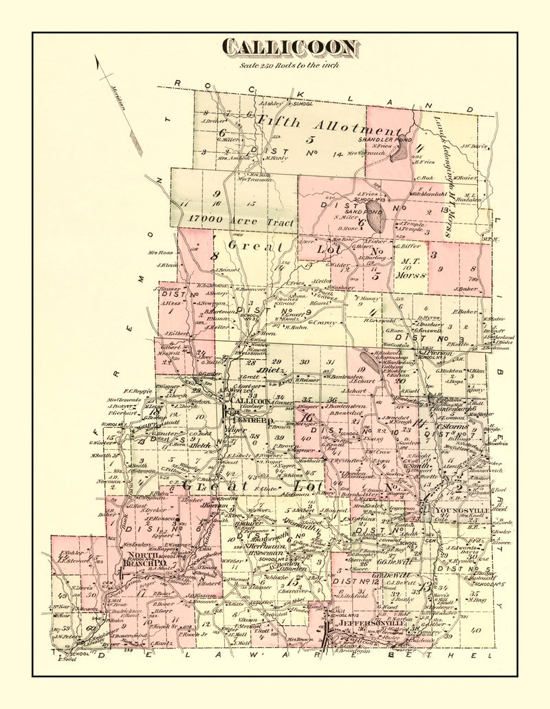 Size comparison using Vintage Map of Callicoon Township, Sullivan County, New York 1875