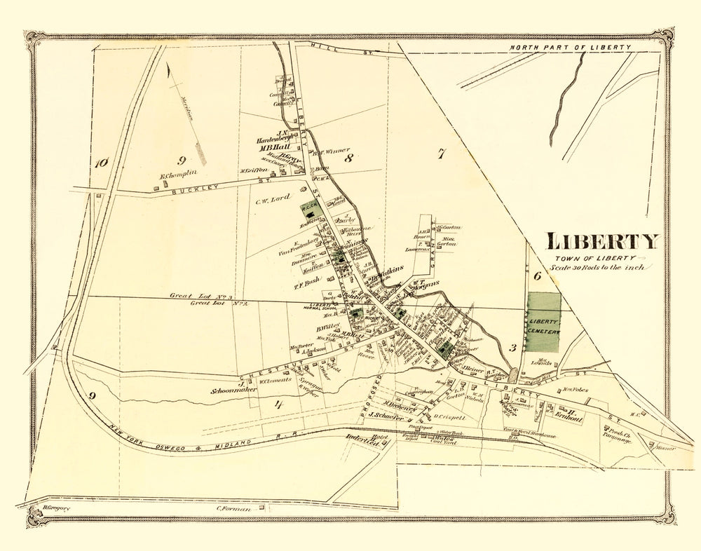 Vintage Map of Liberty Township, Sullivan County, New York 1875 print style example