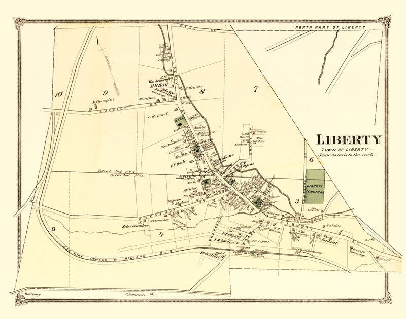 Size comparison using Vintage Map of Liberty Township, Sullivan County, New York 1875