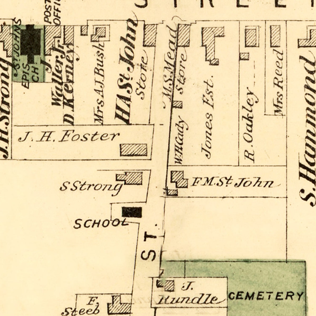 Restored historic details from the 1875 township map of Sullivan County, New York