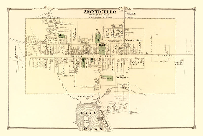 Size comparison using Vintage Map of Monticello Township, Sullivan County, New York 1875