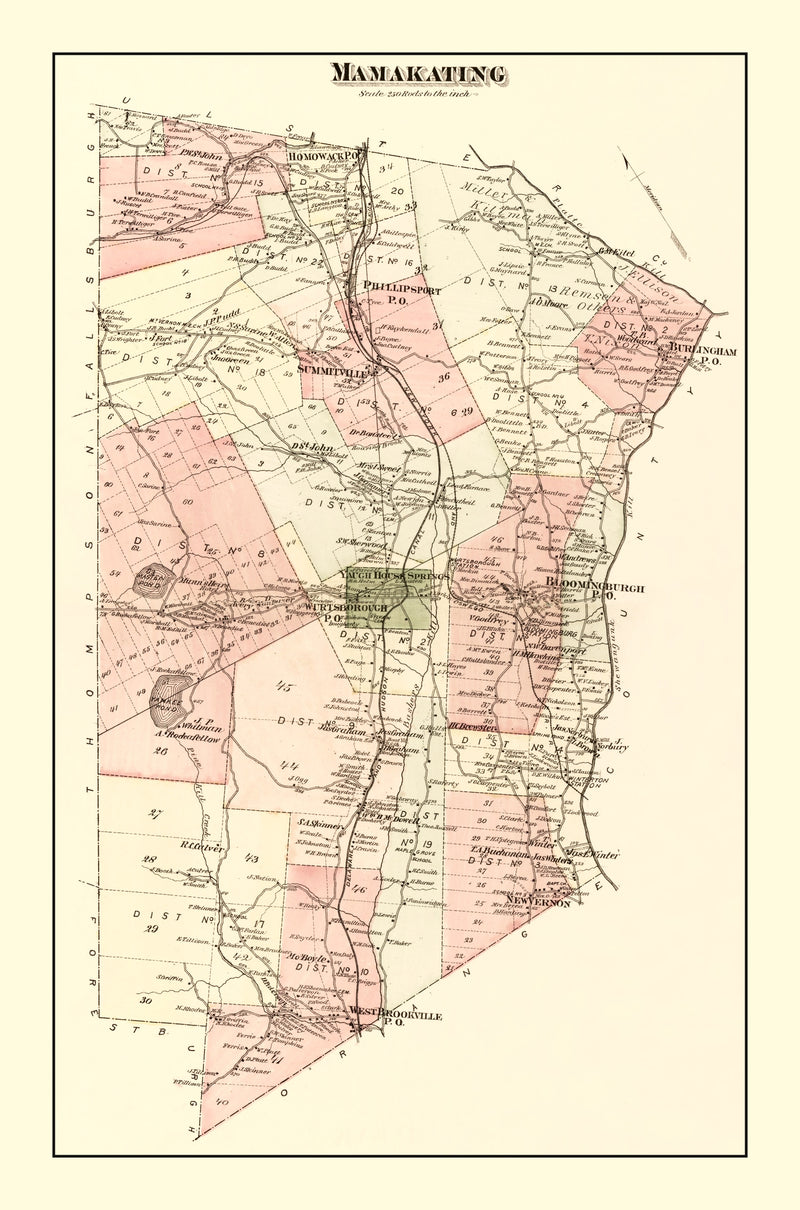 Size comparison using Vintage Map of Mamakating Township, Sullivan County, New York 1875