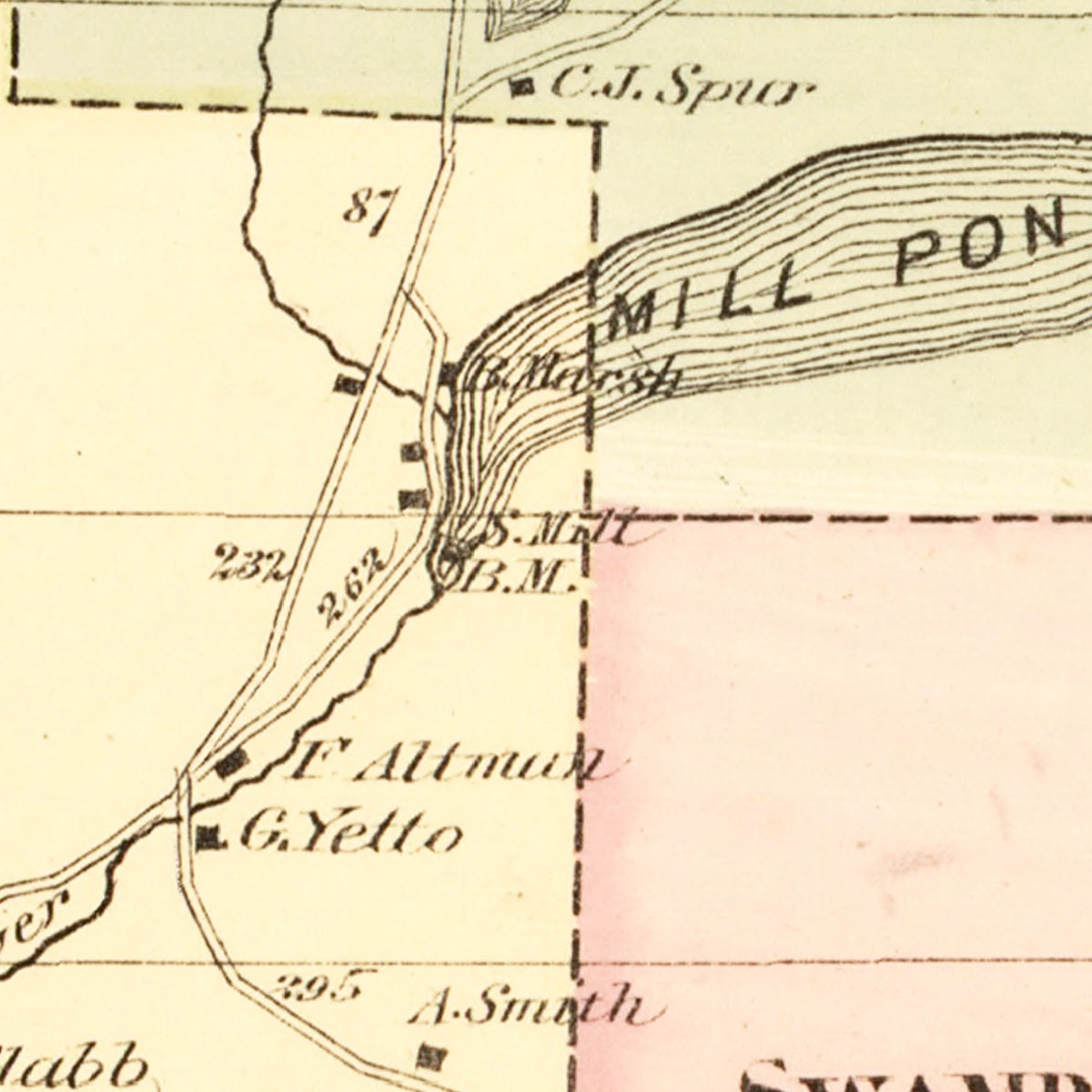 Restored historic details from the 1875 township map of Sullivan County, New York