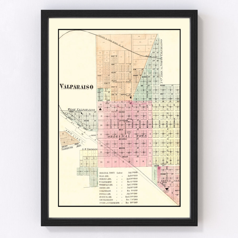 Valparaiso Vintage Map 1876