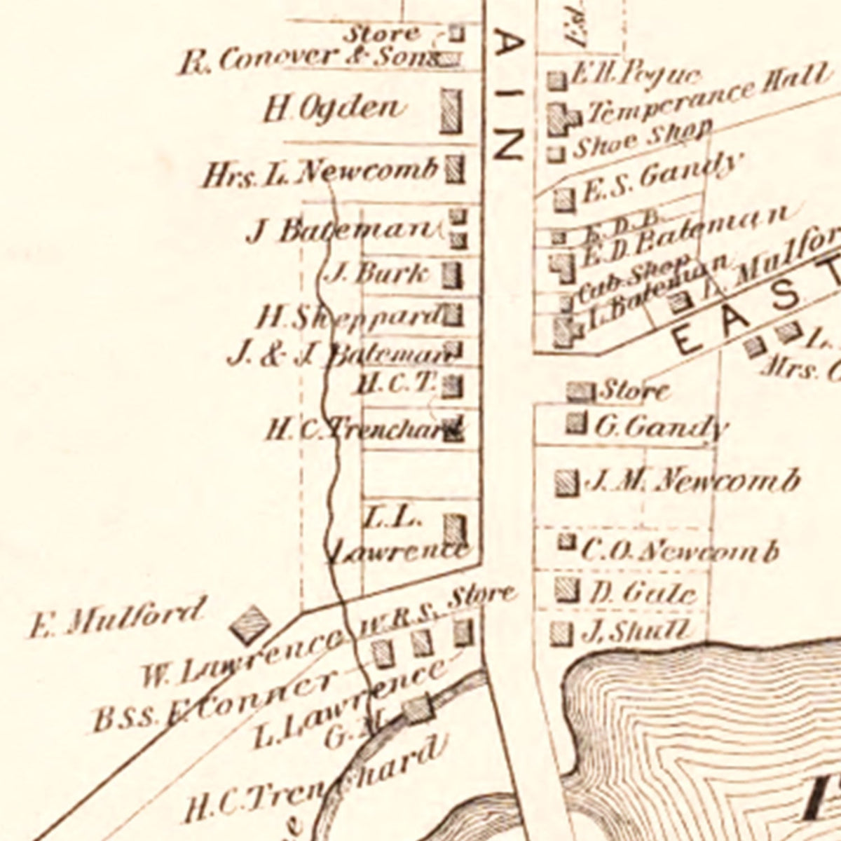 Restored historic details from the 1876 city map of Cedarville, New Jersey