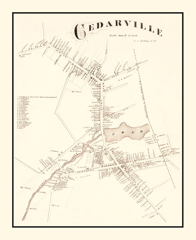 Size comparison using Vintage Map of Cedarville, New Jersey 1876