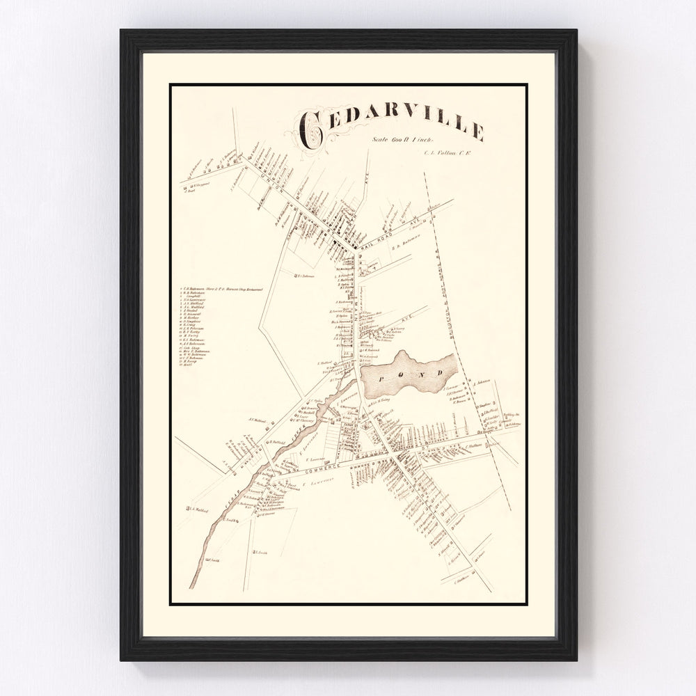 Cedarville Vintage Map 1876