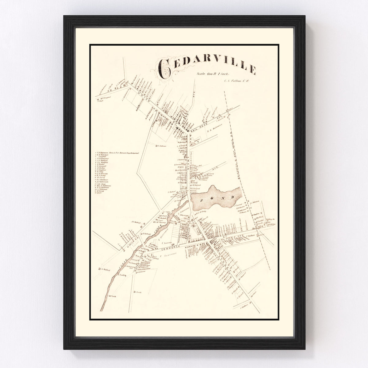 Cedarville Vintage Map 1876