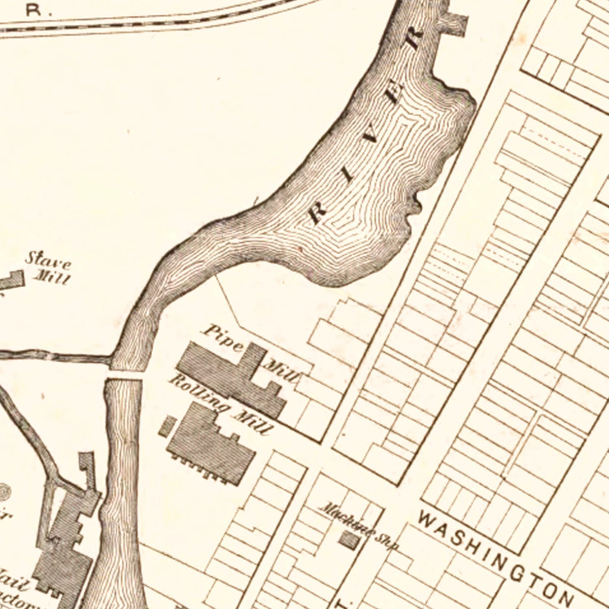 Restored historic details from the 1876 city map of Bridgeton, New Jersey