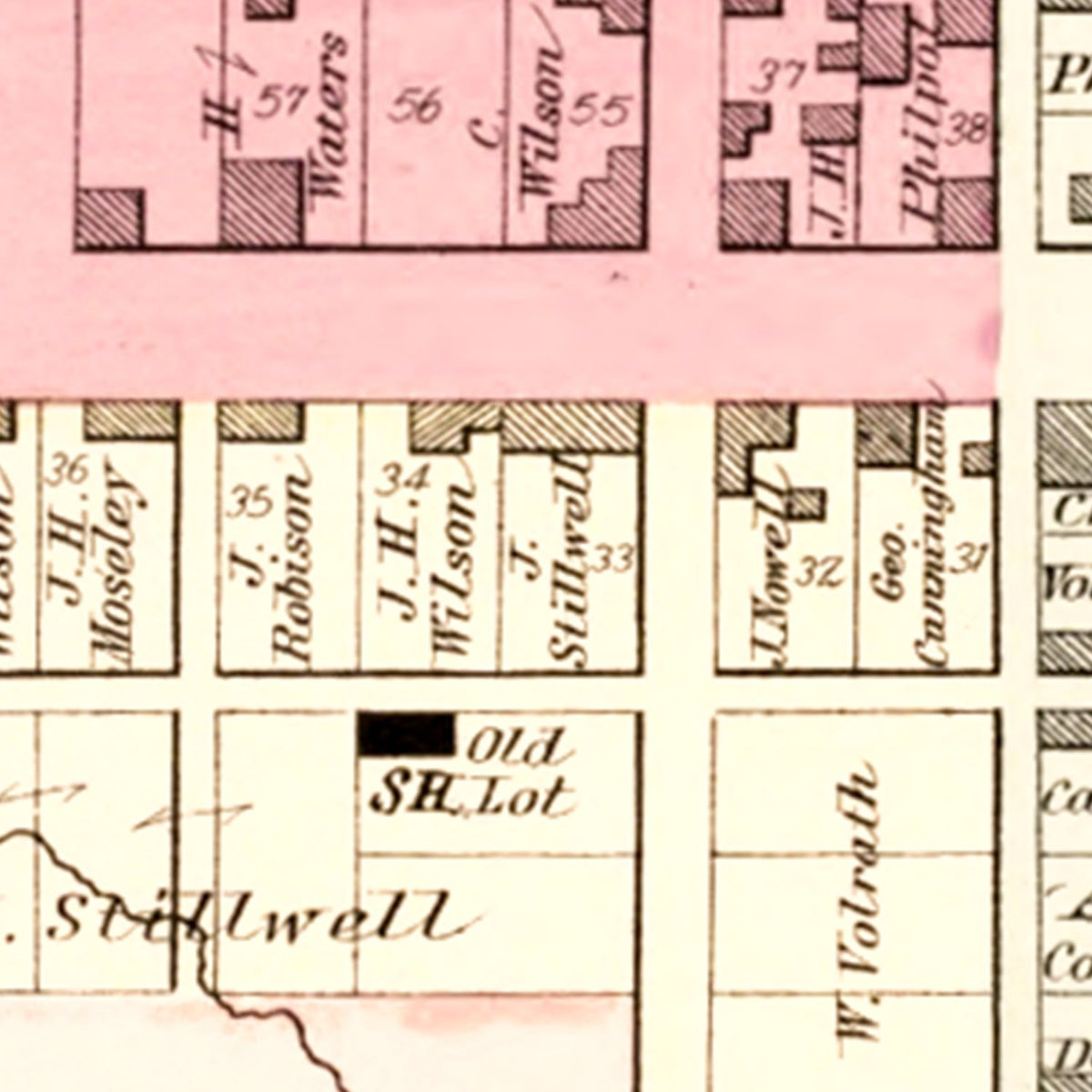 Restored historic details from the 1876 city map of Summerfield, Ohio