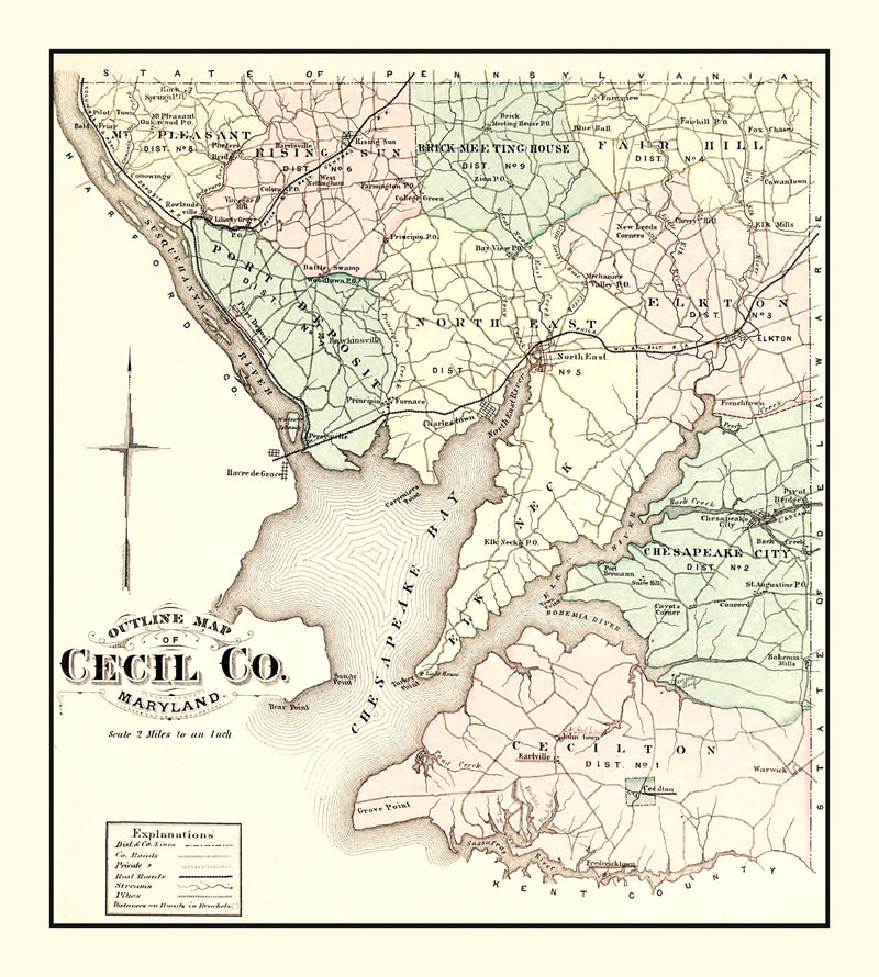 Size comparison using Vintage Map of Cecil County, Maryland 1877
