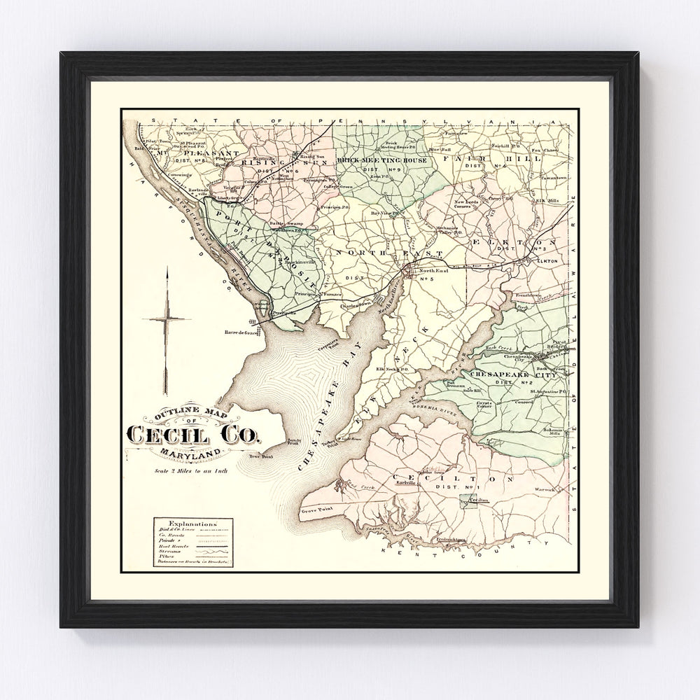 Cecil County Vintage Map 1877