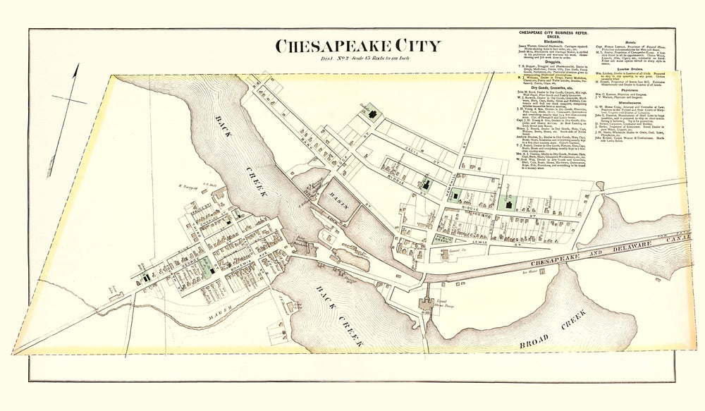 Vintage Map of Chesapeake, Maryland 1877 print style example