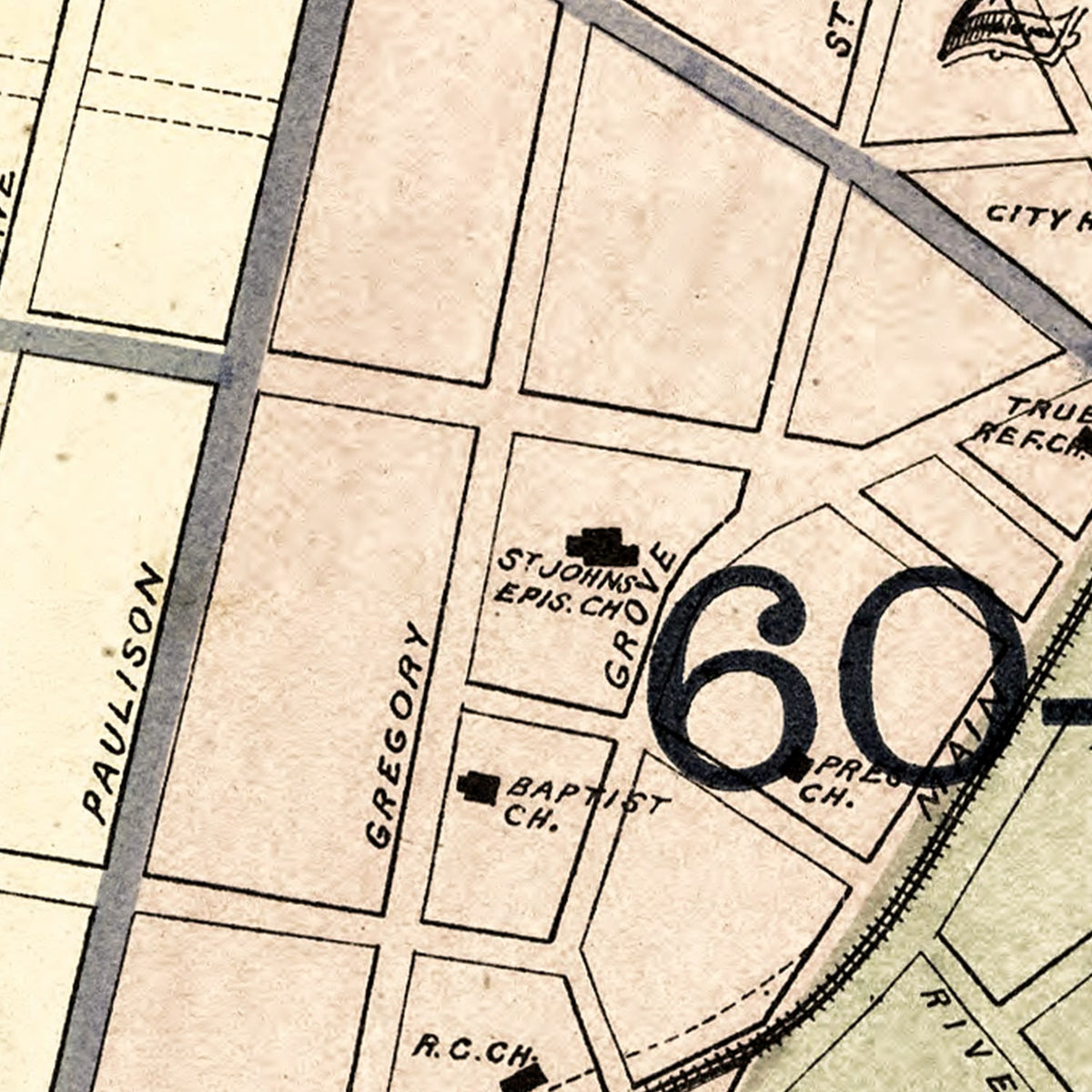 Restored historic details from the 1877 city map of Passaic, New Jersey