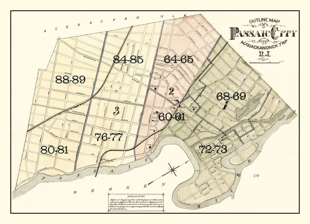 Vintage Map of Passaic, New Jersey 1877 print style example