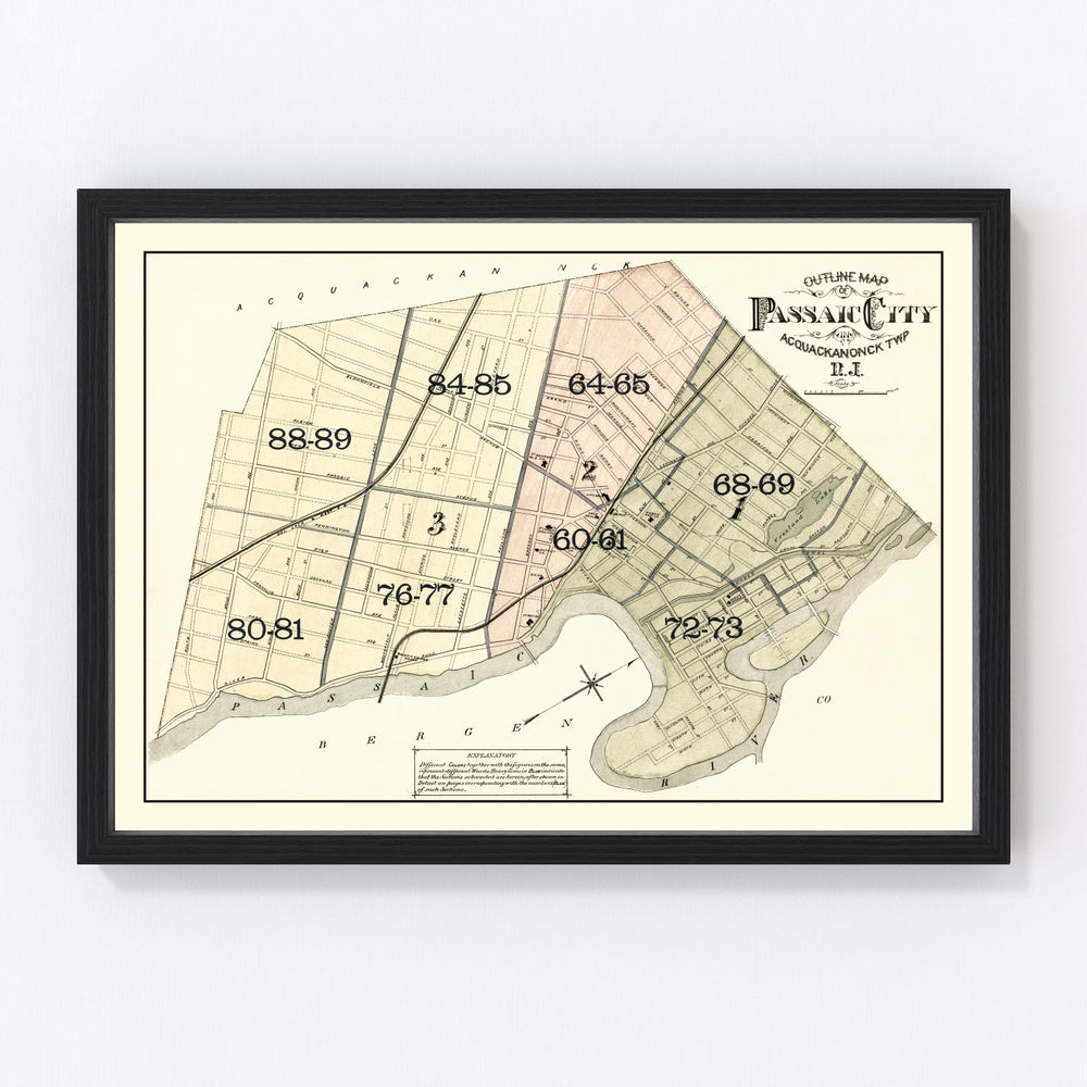 Passaic Vintage Map 1877
