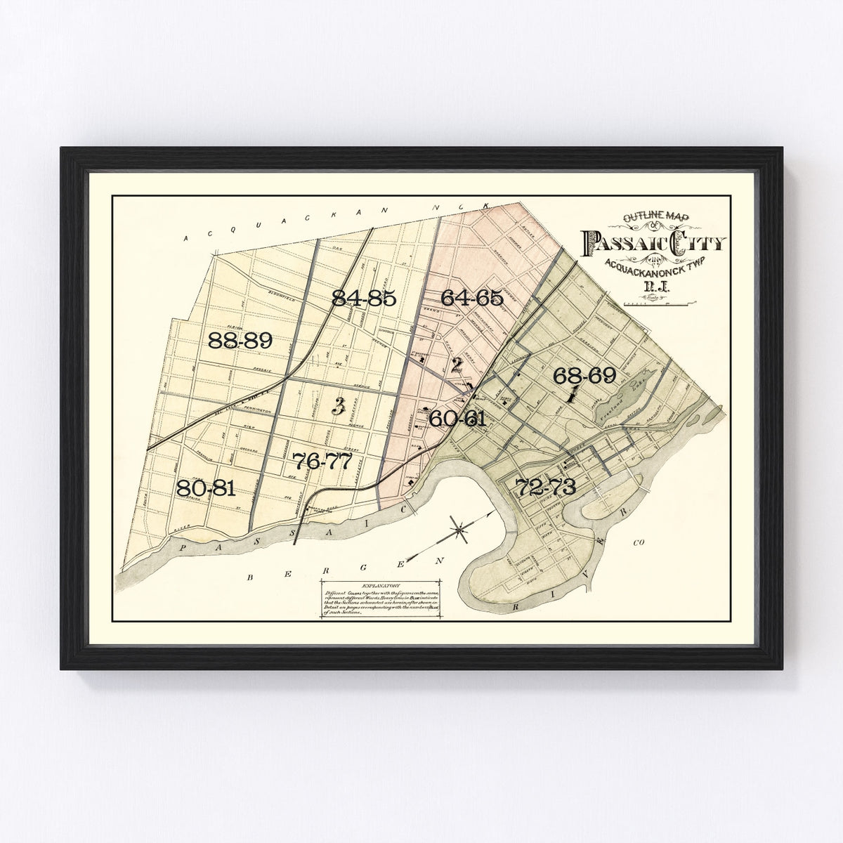 Passaic Vintage Map 1877