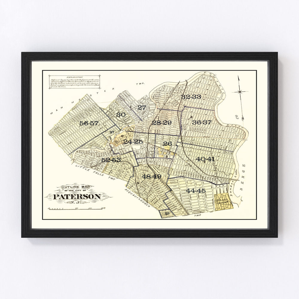 Paterson Vintage Map 1877