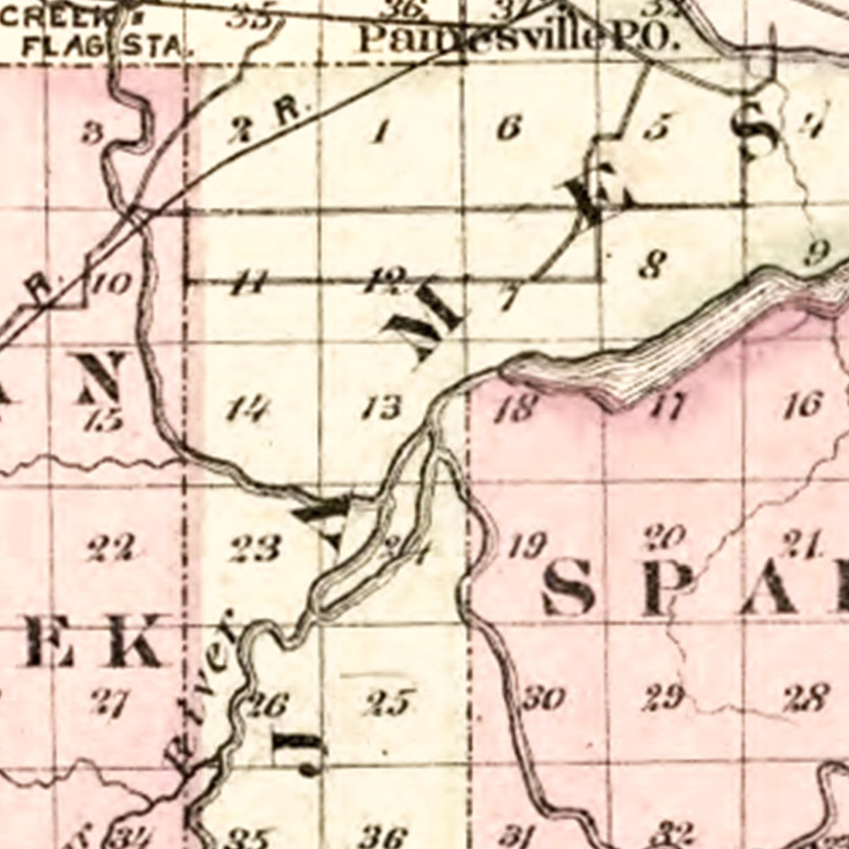 Restored historic details from the 1877 county map of Saginaw County, Michigan
