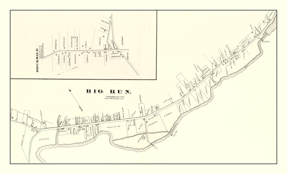 Vintage Map of Big Run, Pennsylvania 1878 print style example
