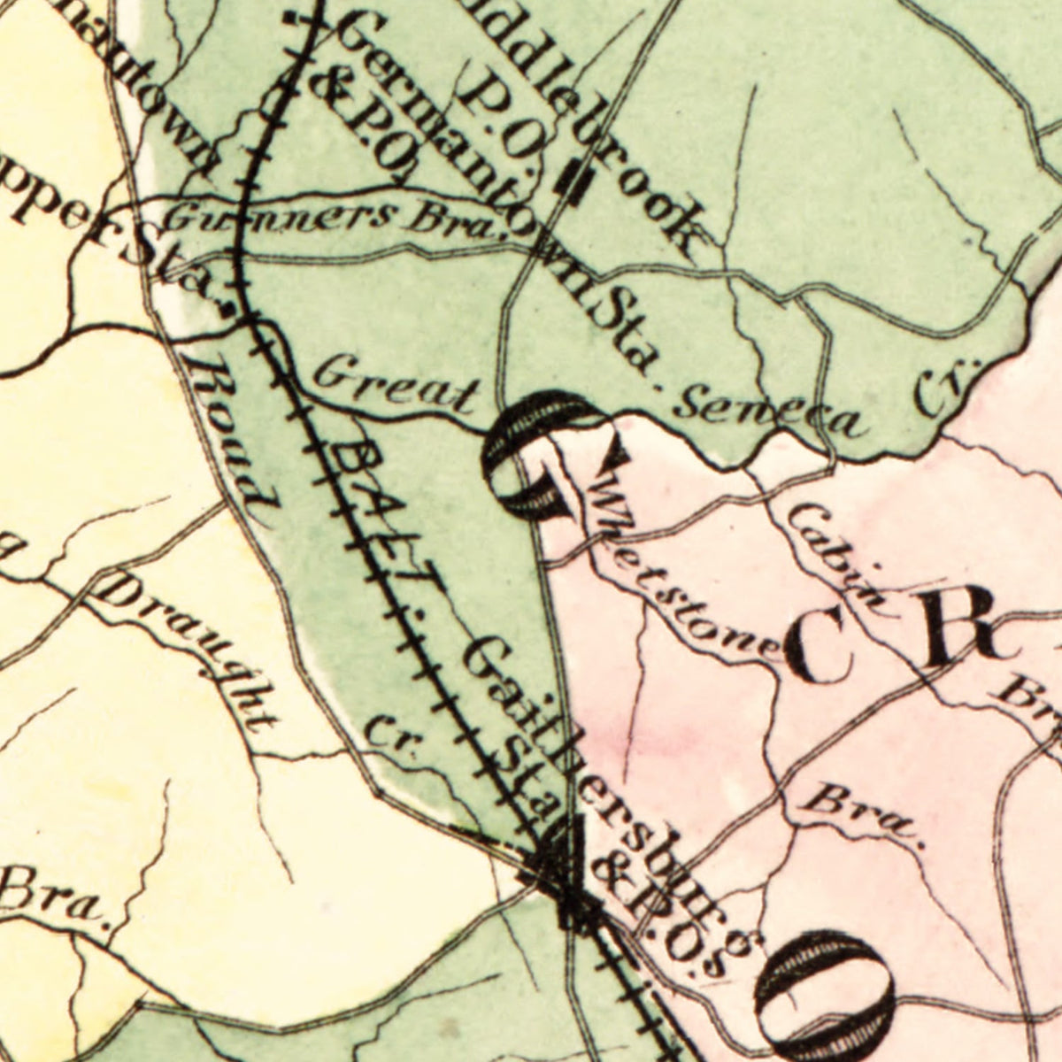 Restored historic details from the 1879 county map of Montgomery County, Washington DC