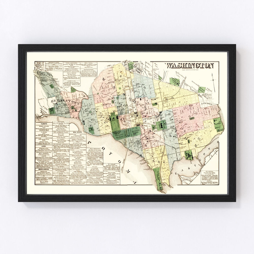 Washington DC Vintage Map 1879