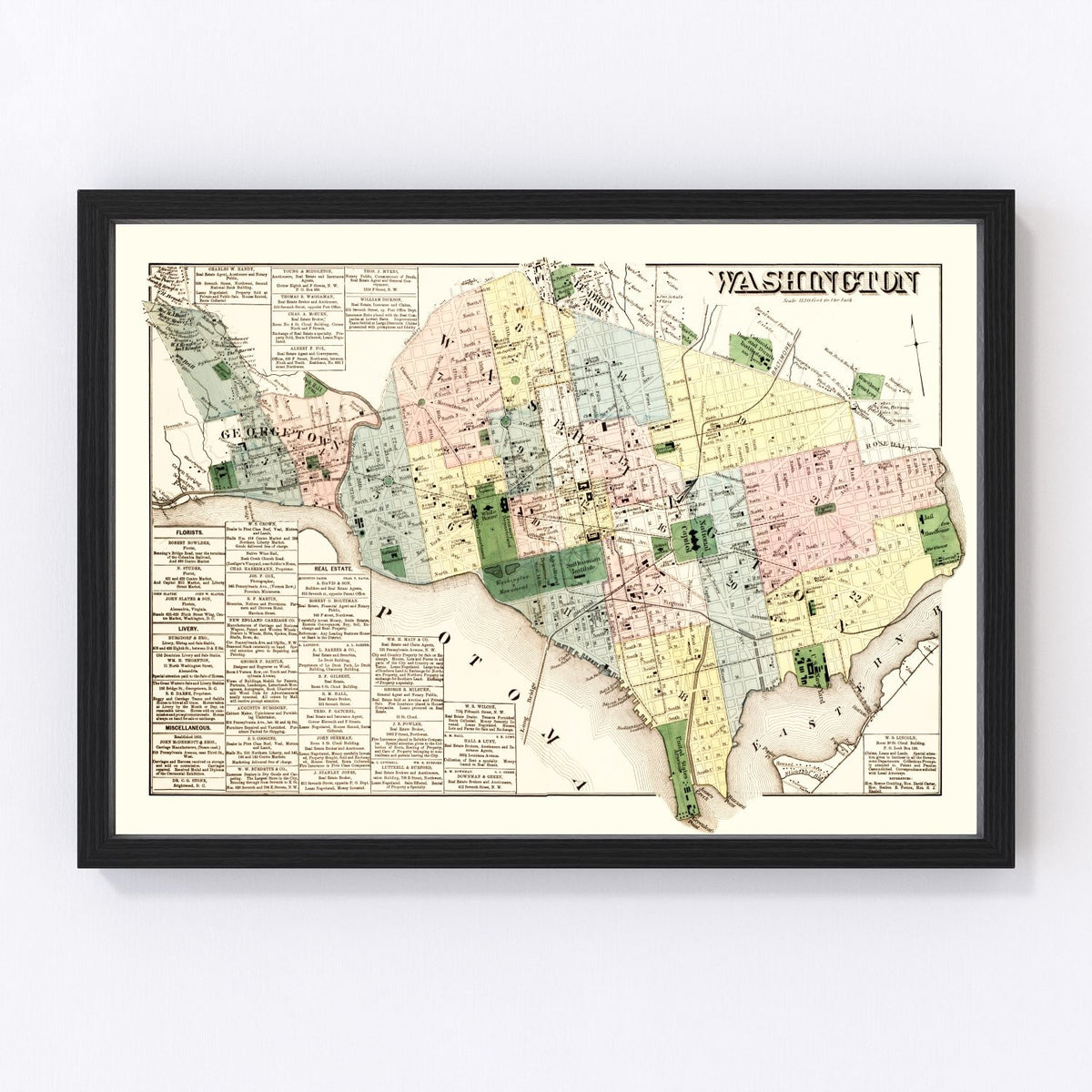 Washington DC Vintage Map 1879