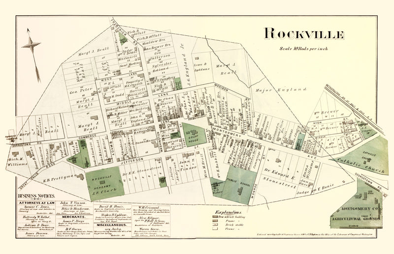 Size comparison using Vintage Map of Rockville, Maryland 1879