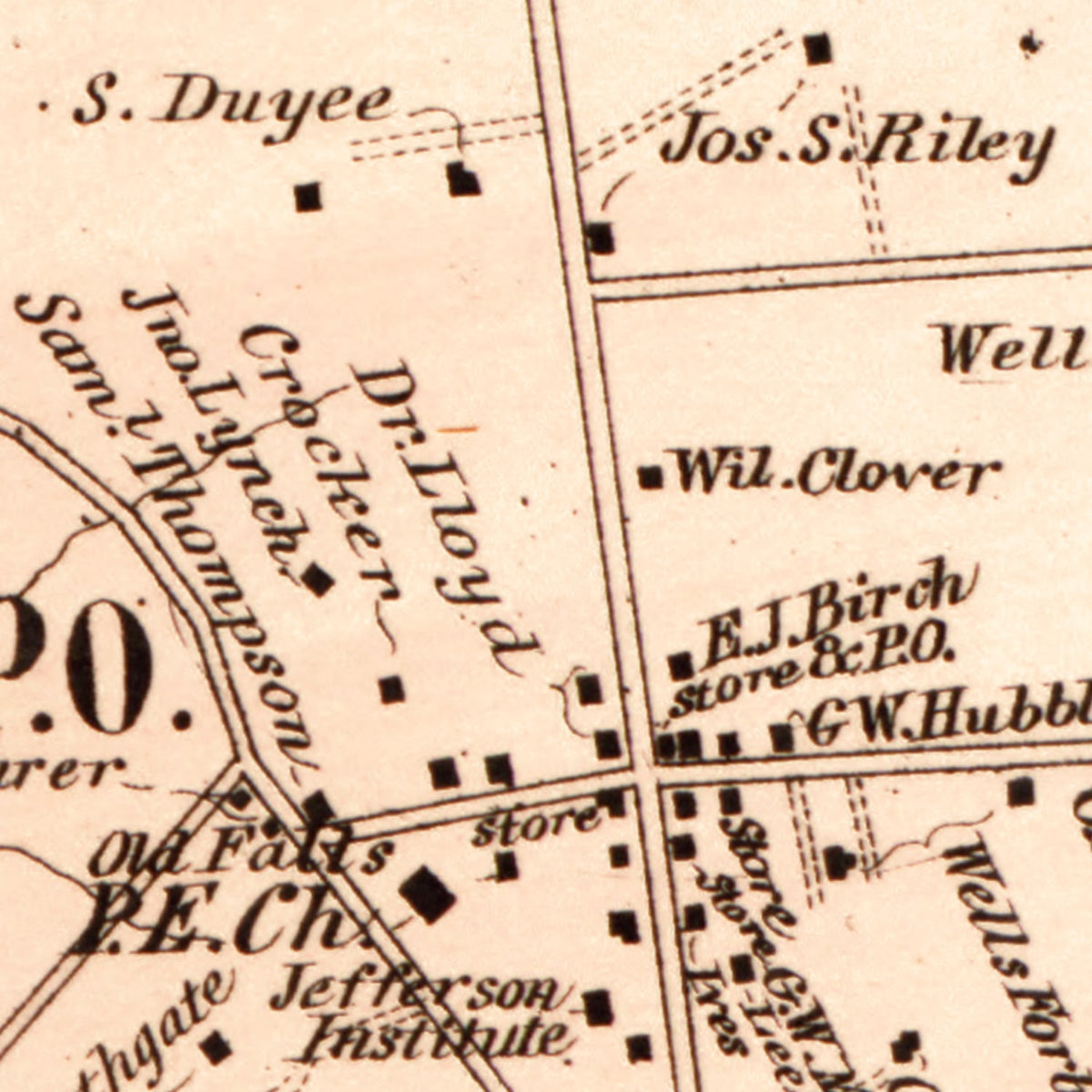 Restored historic details from the 1879 city map of Falls Church, Maryland