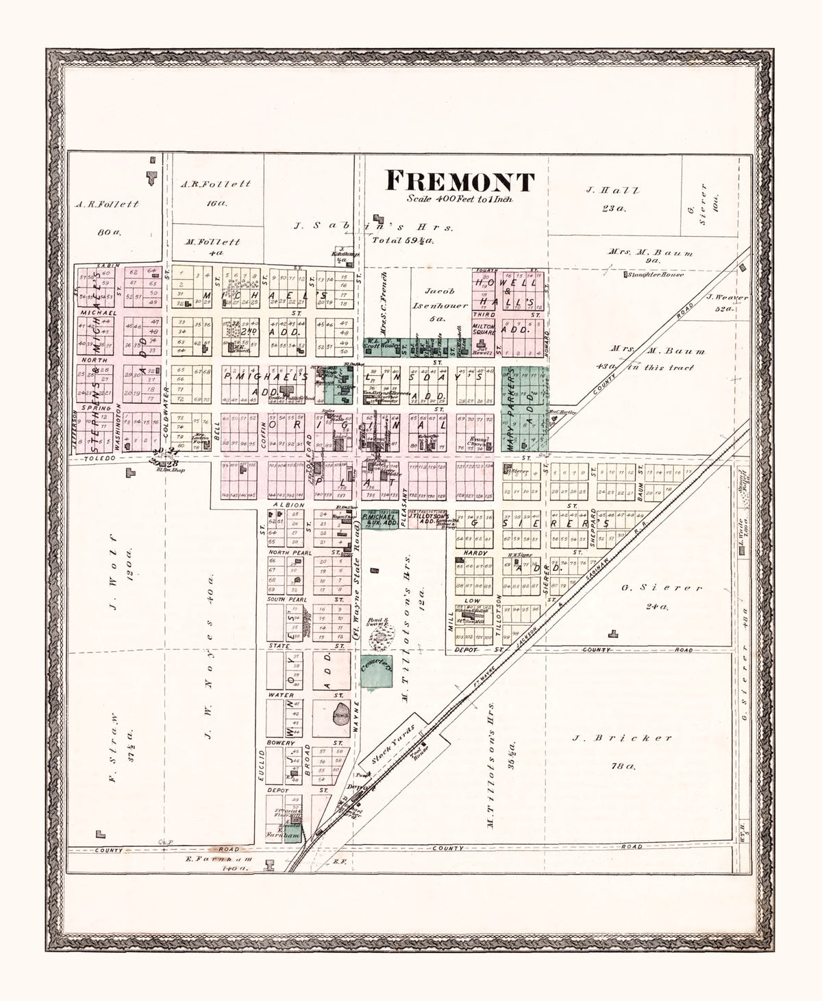 Preview of Vintage Map of Fremont, Indiana 1880