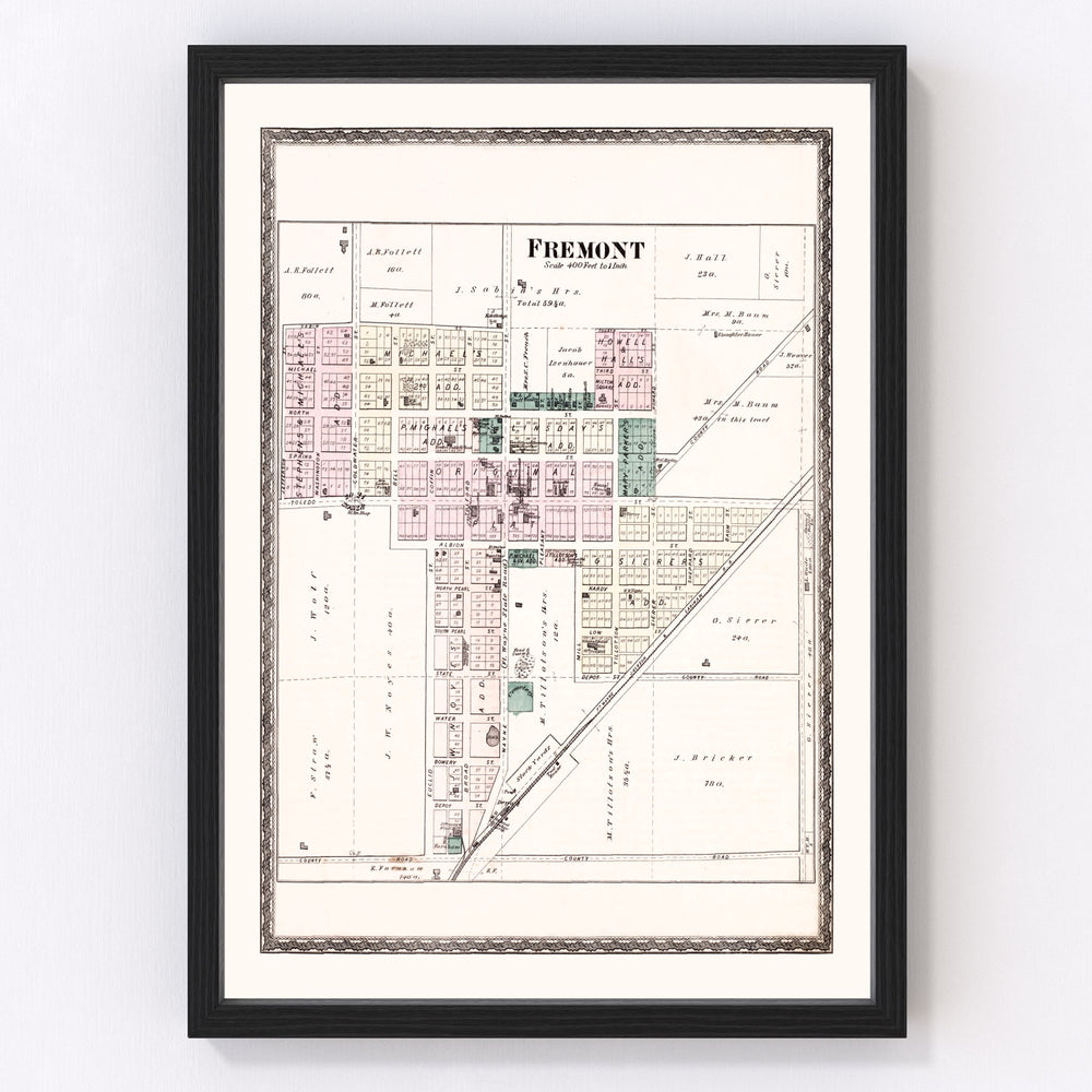 Fremont Vintage Map 1880