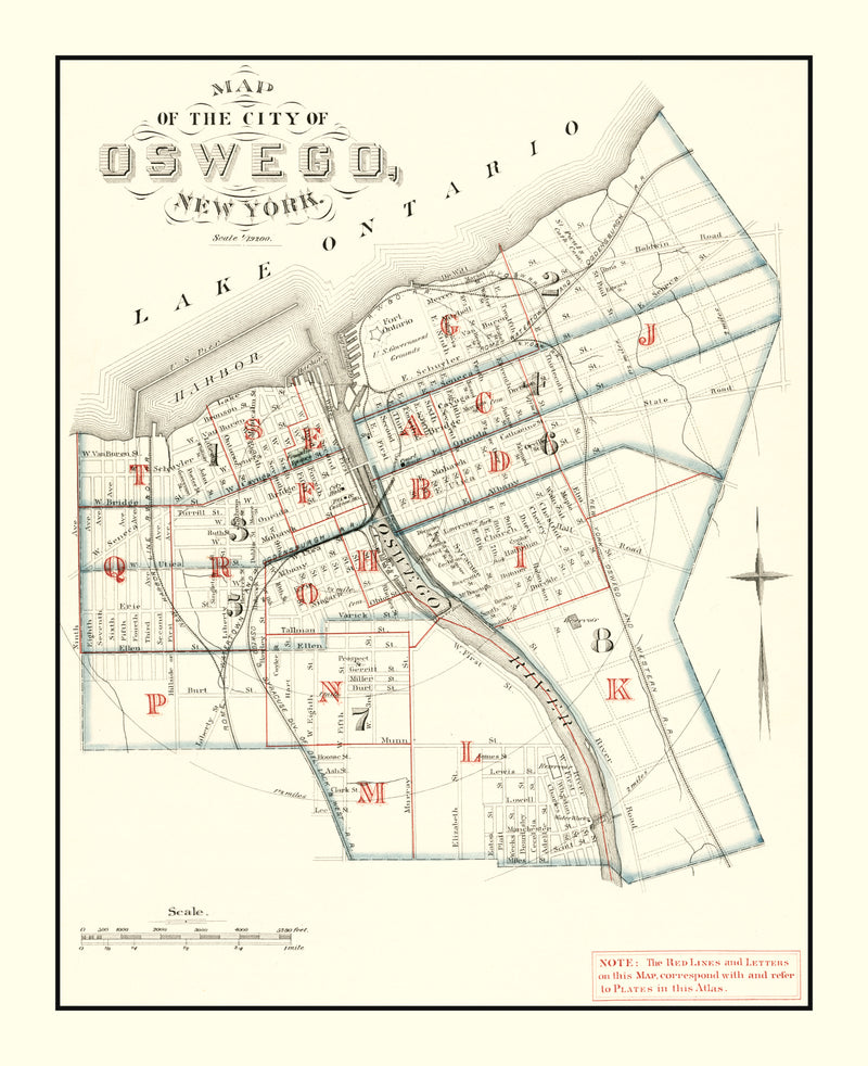 Size comparison using Vintage Map of Oswego, New York 1880