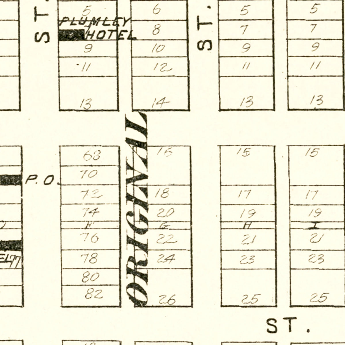 Restored historic details from the 1884 city map of Lindsborg, Kansas
