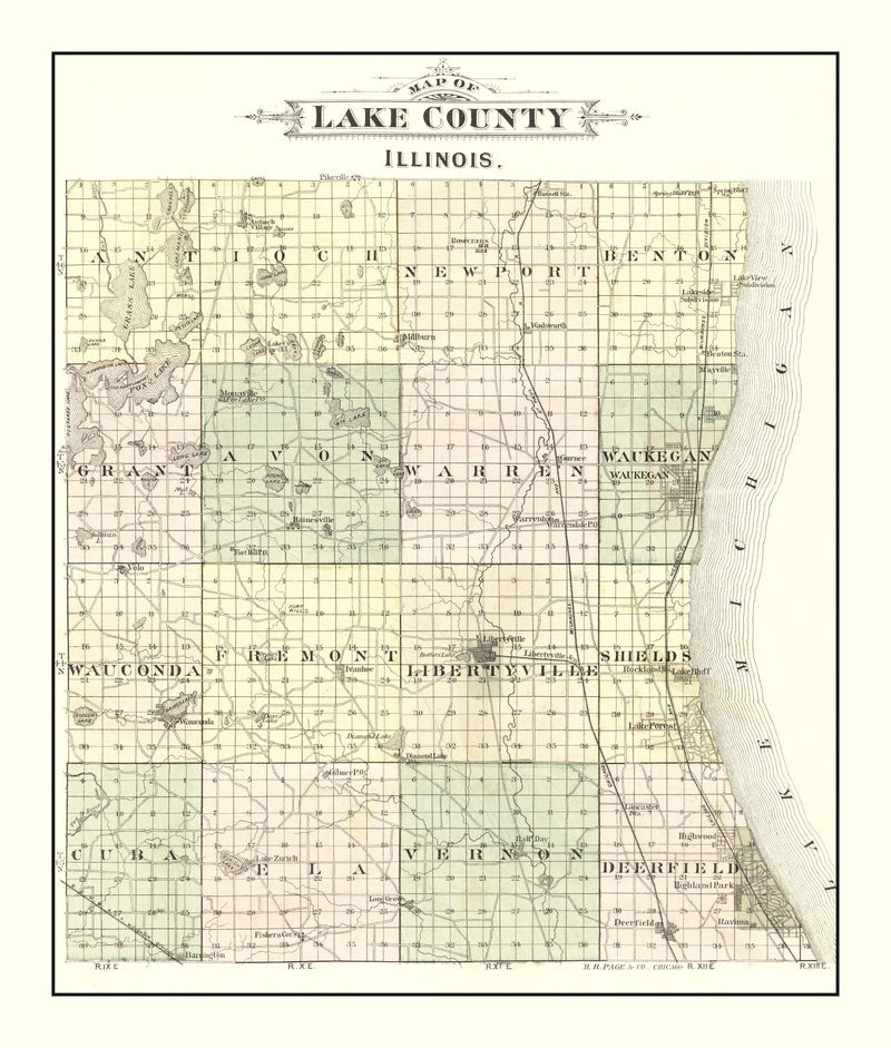 Size comparison using Vintage Map of Lake County, Illinois 1885