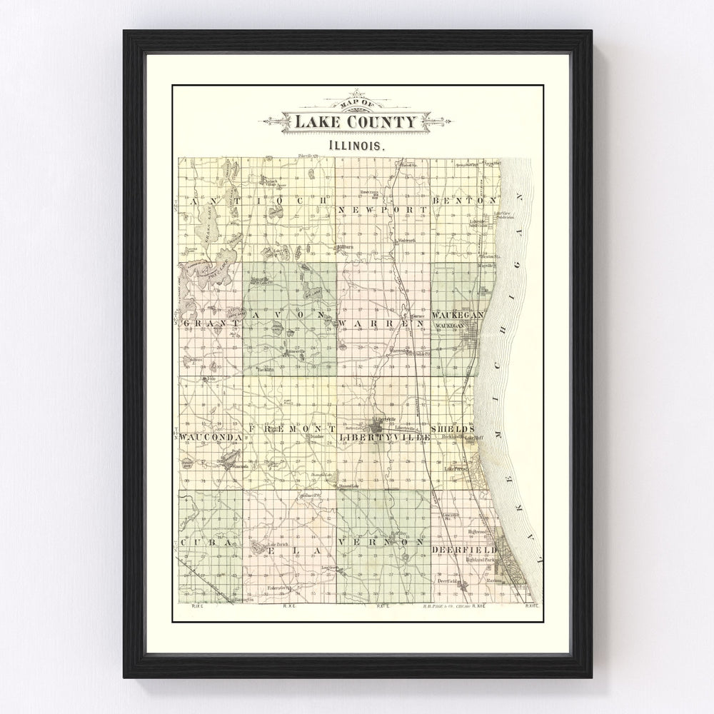 Lake County Vintage Map 1885