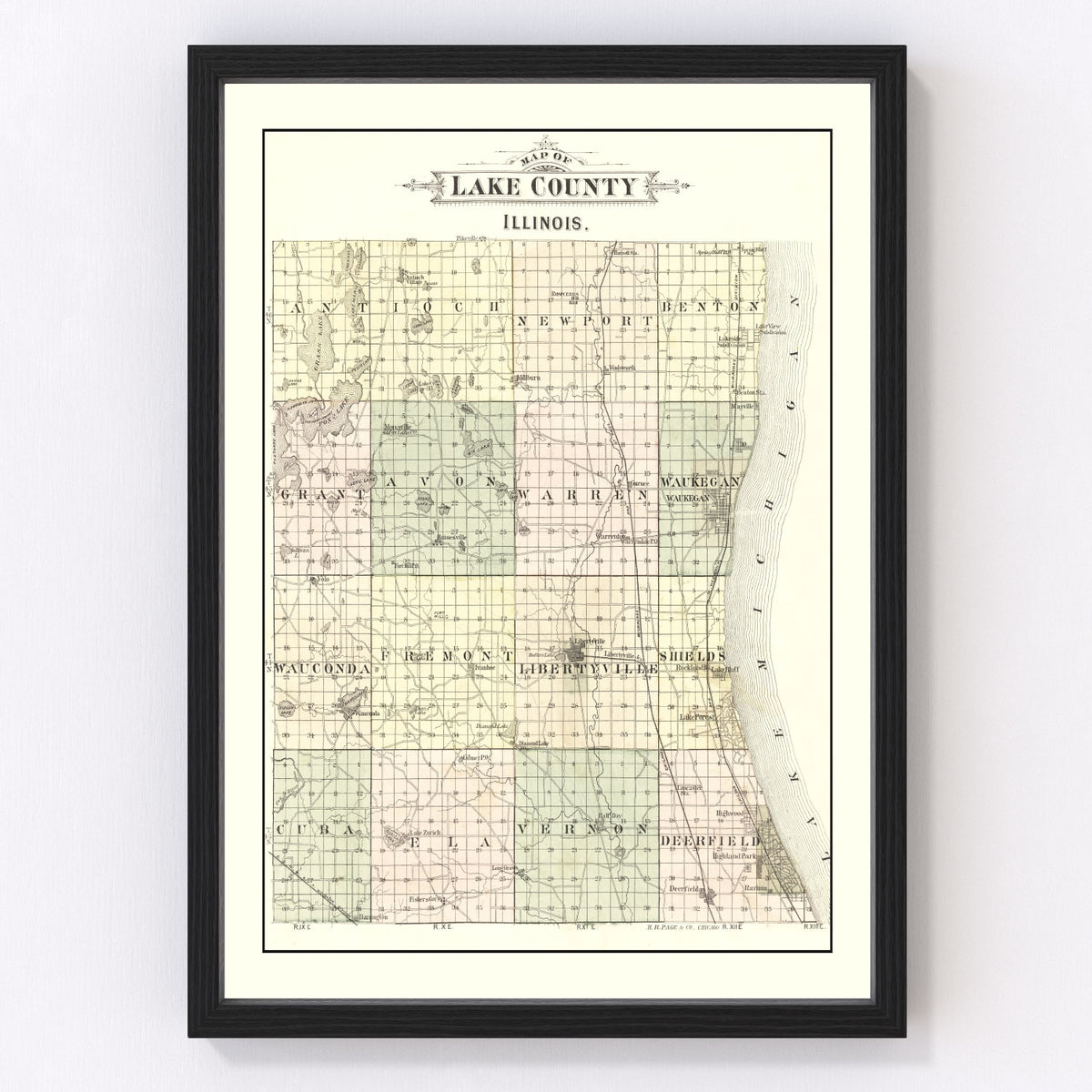 Lake County Vintage Map 1885