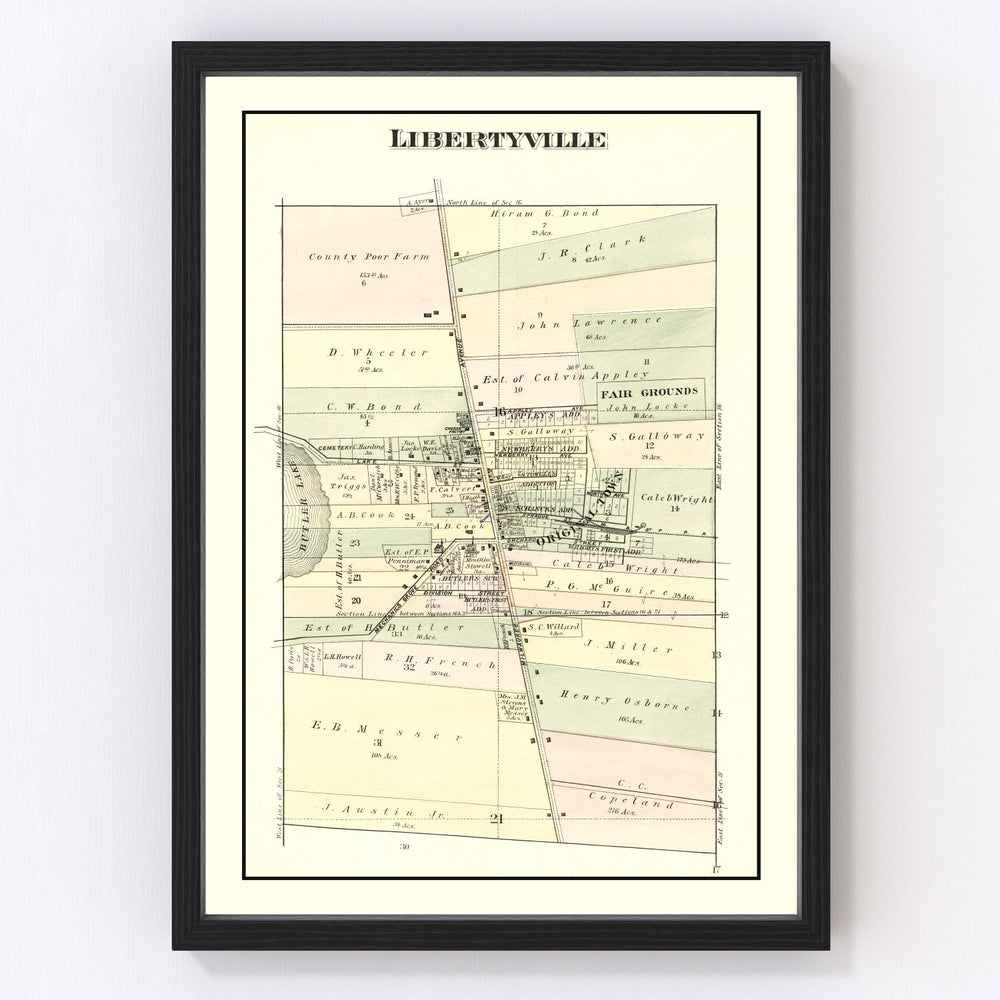 Libertyville Vintage Map 1885