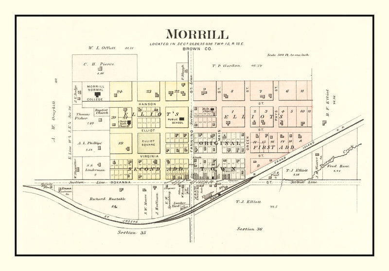 Size comparison using Vintage Map of Morrill, Kansas 1887