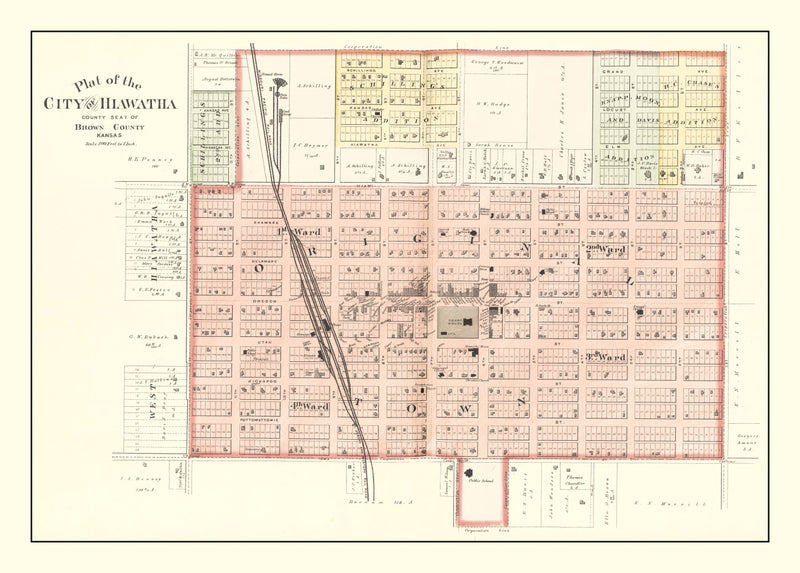 Size comparison using Vintage Map of Hiawatha, Kansas 1887