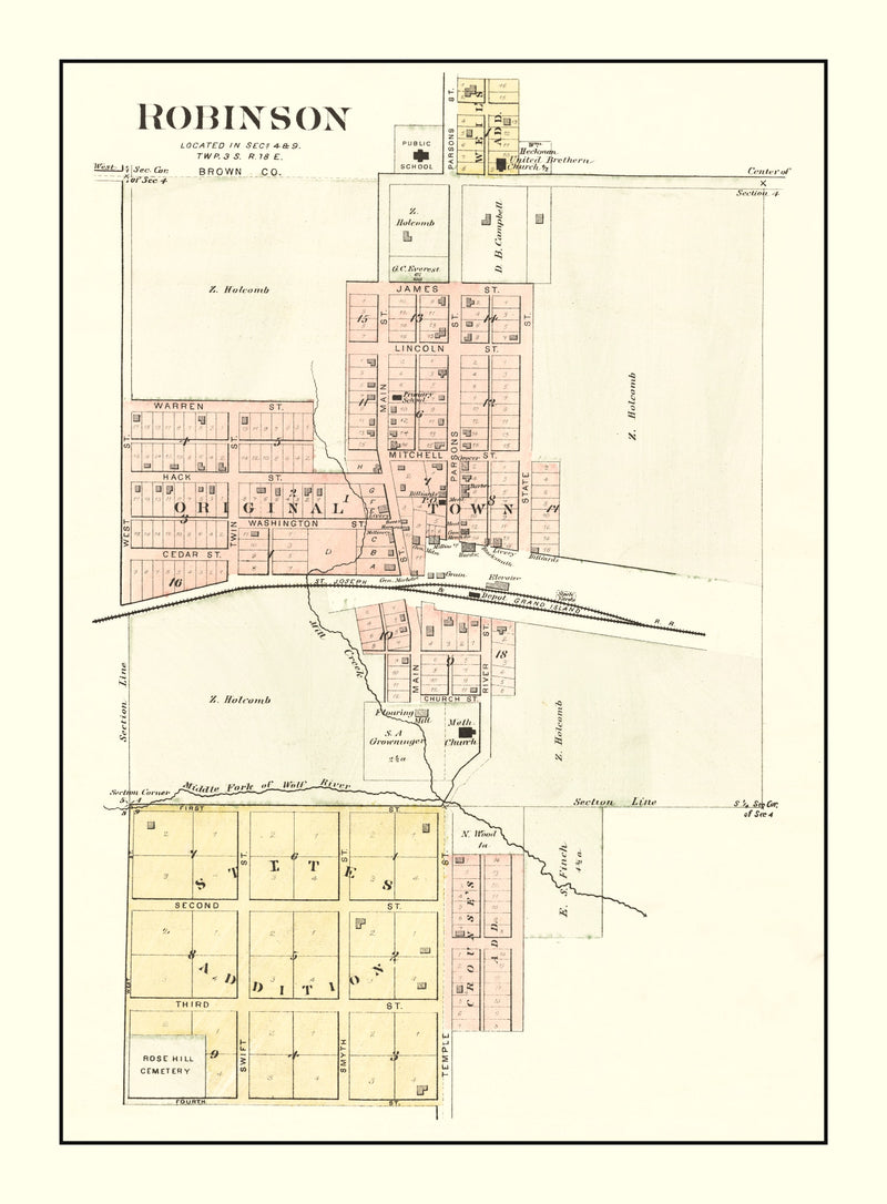 Size comparison using Vintage Map of Robinson, Kansas 1887