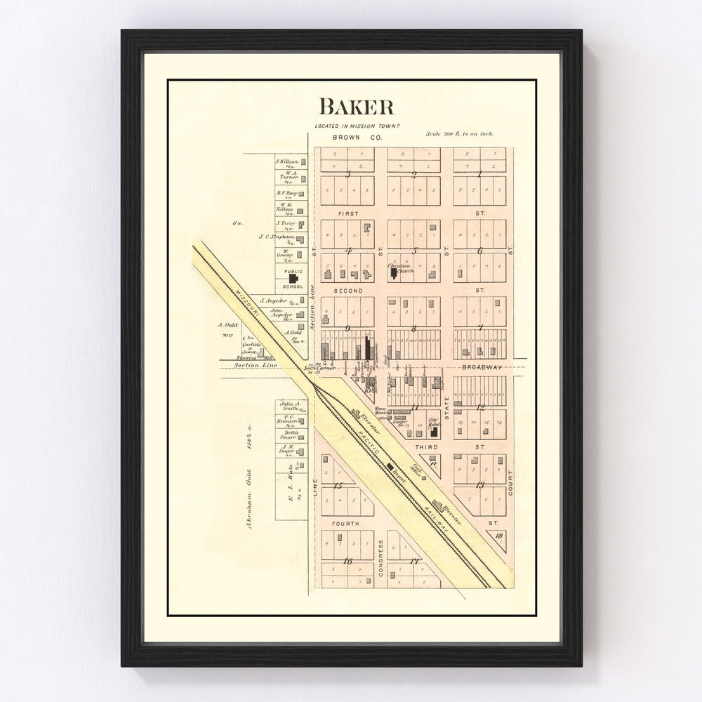 Baker Vintage Map 1887