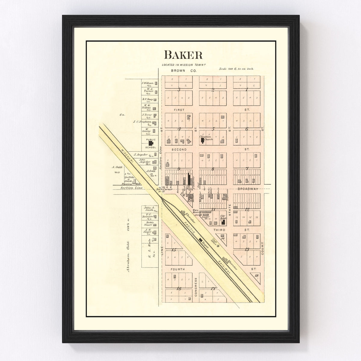 Baker Vintage Map 1887