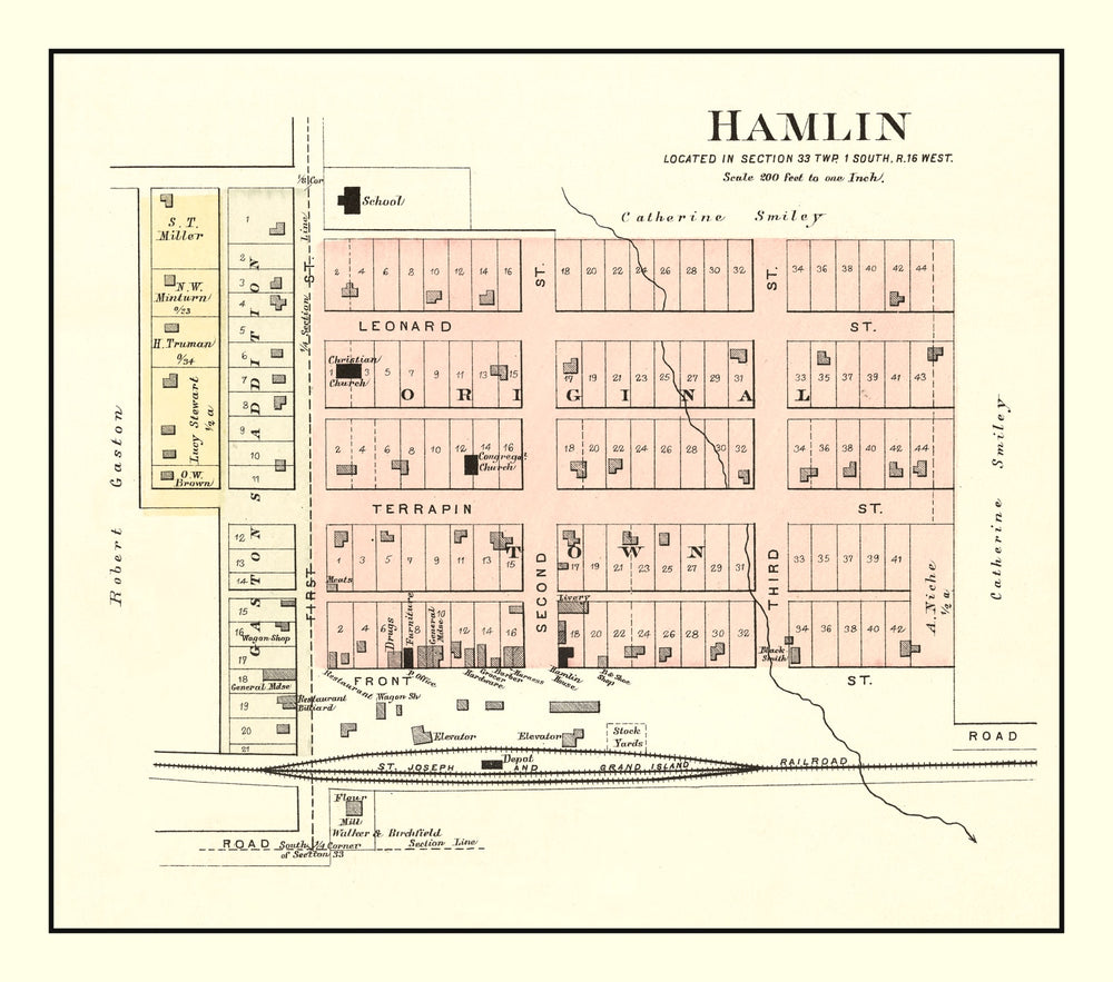 Vintage Map of Hamlin, Kansas 1887 print style example